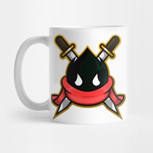 black monster knight sword with red scarf vector character Mug